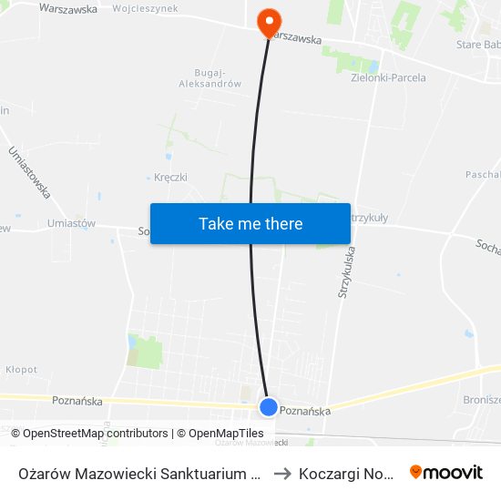 Ożarów Mazowiecki Sanktuarium 02 to Koczargi Nowe map