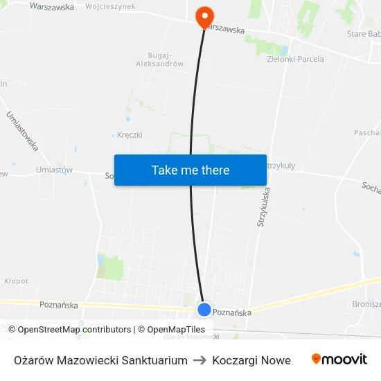 Ożarów Mazowiecki Sanktuarium to Koczargi Nowe map