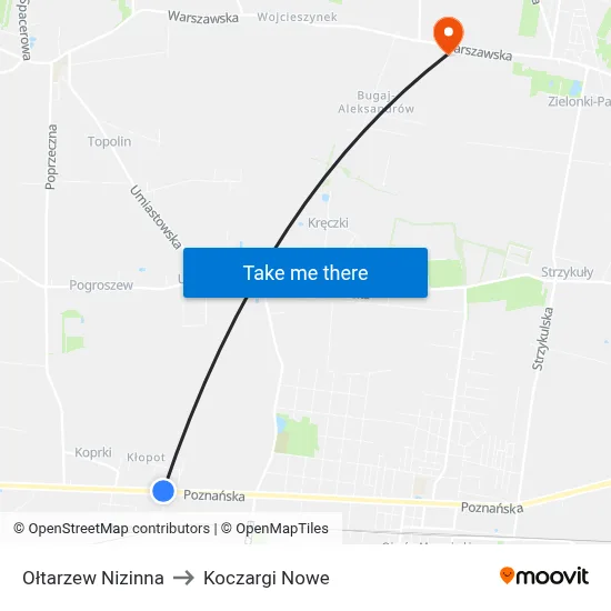 Ołtarzew Nizinna to Koczargi Nowe map