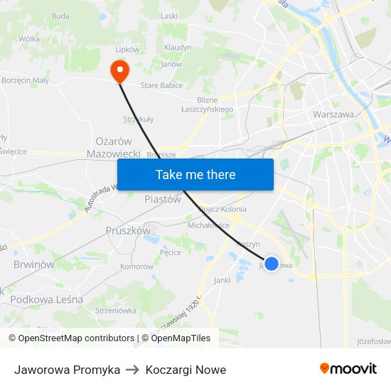 Jaworowa Promyka to Koczargi Nowe map