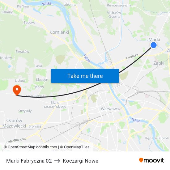 Marki Fabryczna 02 to Koczargi Nowe map