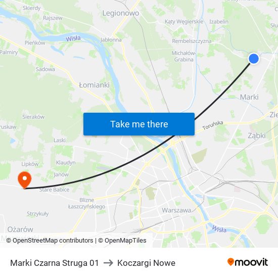 Marki Czarna Struga to Koczargi Nowe map