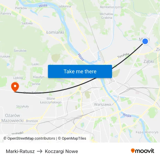 Marki - Ratusz to Koczargi Nowe map