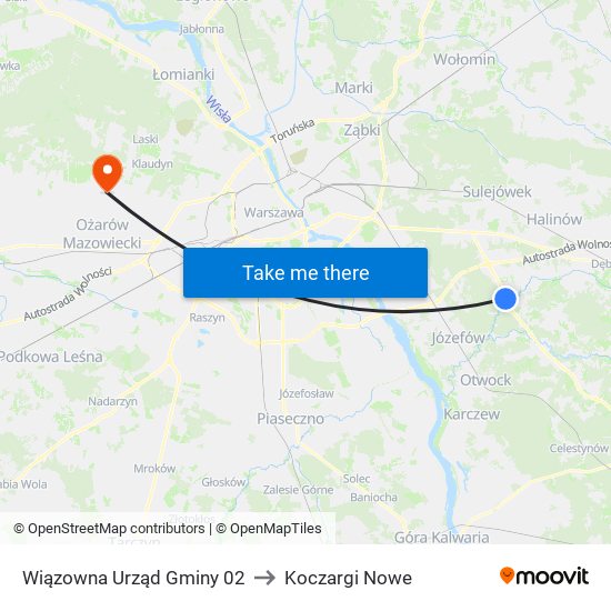 Wiązowna Urząd Gminy 02 to Koczargi Nowe map