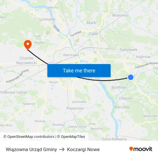 Wiązowna Urząd Gminy to Koczargi Nowe map