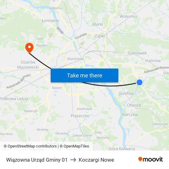 Wiązowna Urząd Gminy 01 to Koczargi Nowe map