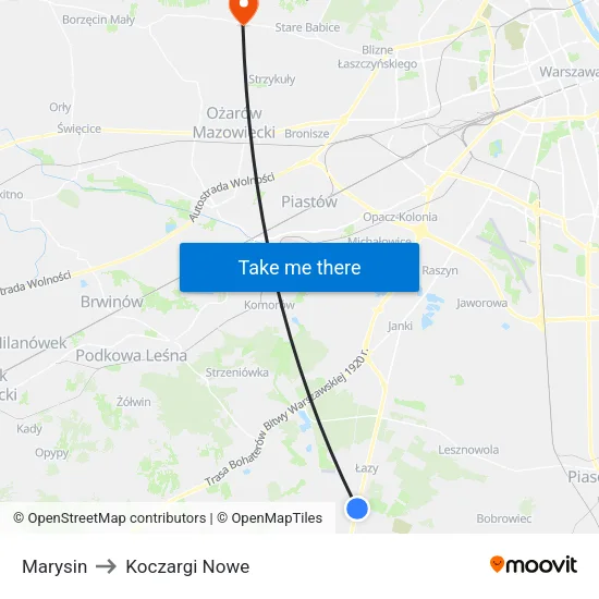 Marysin to Koczargi Nowe map
