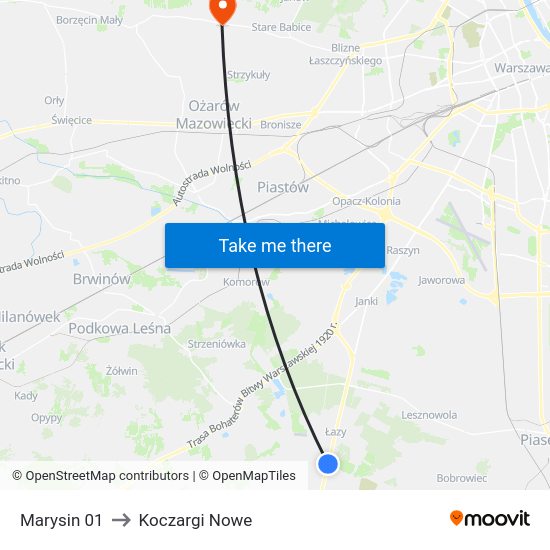 Marysin 01 to Koczargi Nowe map