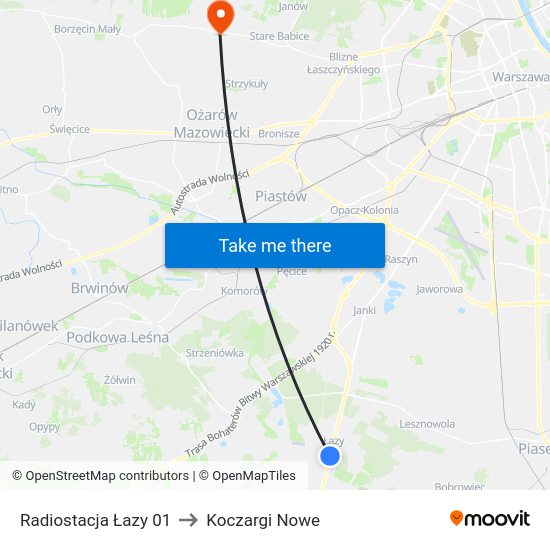 Radiostacja Łazy to Koczargi Nowe map