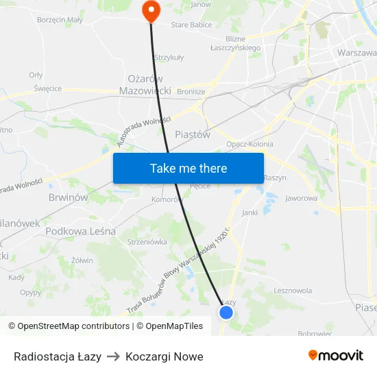Radiostacja Łazy to Koczargi Nowe map