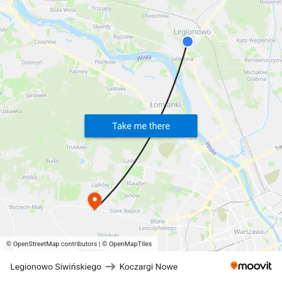 Legionowo Siwińskiego to Koczargi Nowe map