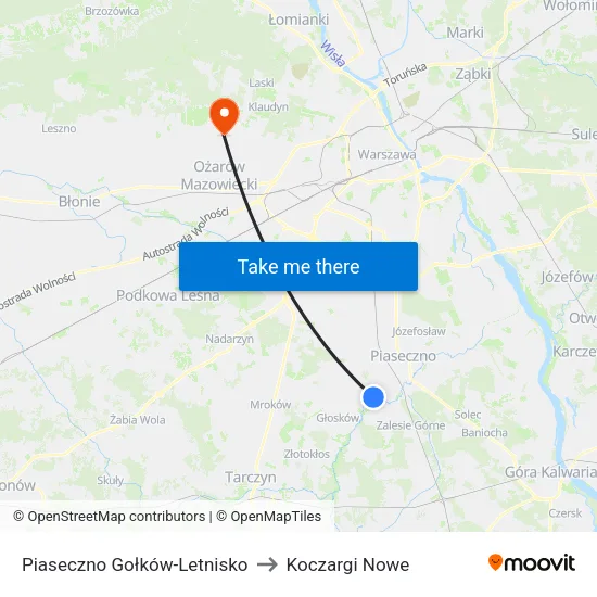 Piaseczno Gołków - Letnisko to Koczargi Nowe map