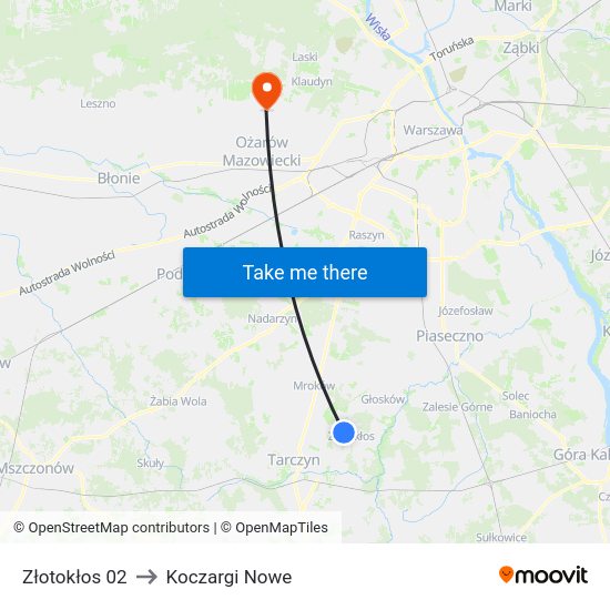 Złotokłos to Koczargi Nowe map