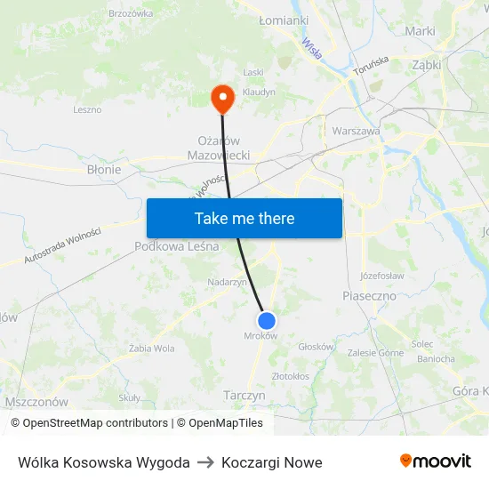 Wólka Kosowska Wygoda to Koczargi Nowe map
