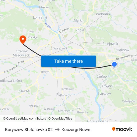 Boryszew Stefanówka 02 to Koczargi Nowe map