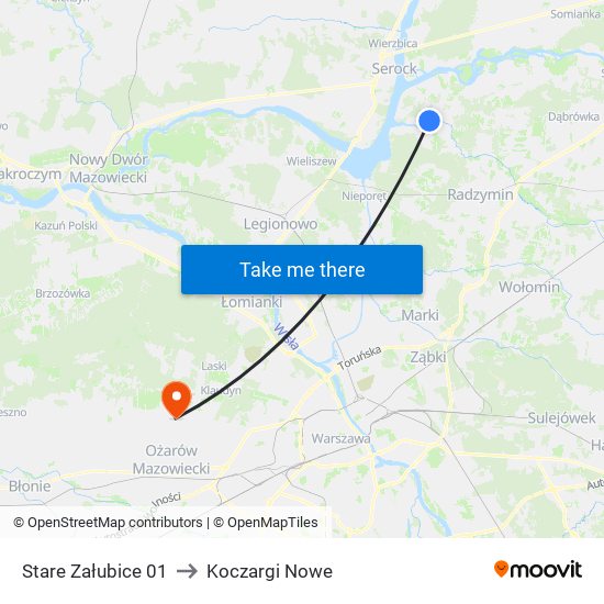 Stare Załubice 01 to Koczargi Nowe map