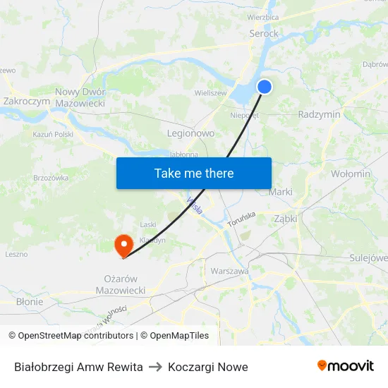 Białobrzegi Amw Rewita to Koczargi Nowe map