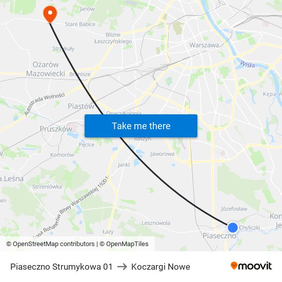 Piaseczno Strumykowa 01 to Koczargi Nowe map