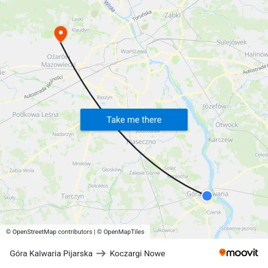 Góra Kalwaria Pijarska to Koczargi Nowe map