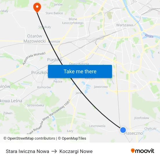 Stara Iwiczna Nowa to Koczargi Nowe map