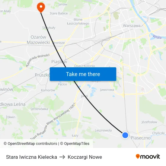 Stara Iwiczna Kielecka to Koczargi Nowe map