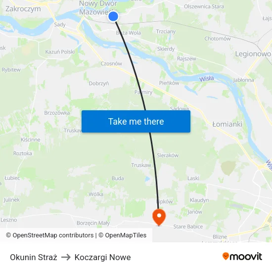 Okunin Straż to Koczargi Nowe map