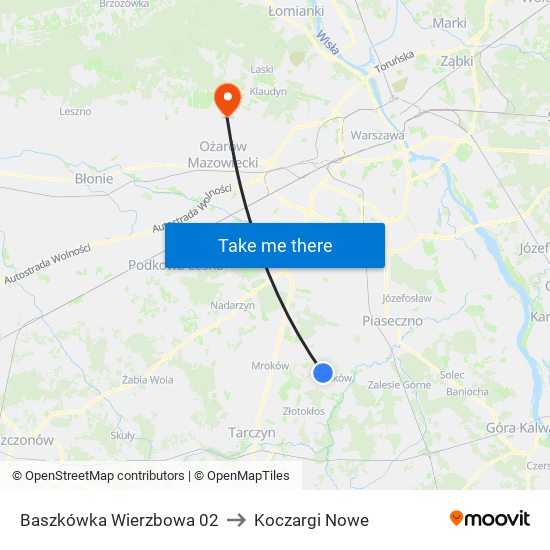 Baszkówka Wierzbowa 02 to Koczargi Nowe map