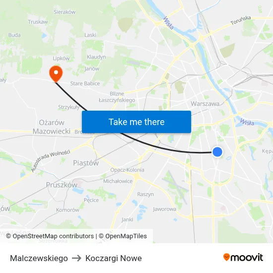 Malczewskiego to Koczargi Nowe map