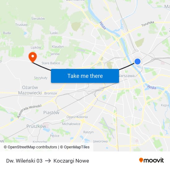 Dw. Wileński 03 to Koczargi Nowe map