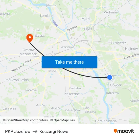 PKP Józefów to Koczargi Nowe map