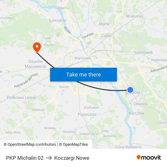 PKP Michalin 02 to Koczargi Nowe map