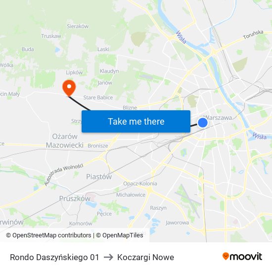 Rondo Daszyńskiego 01 to Koczargi Nowe map