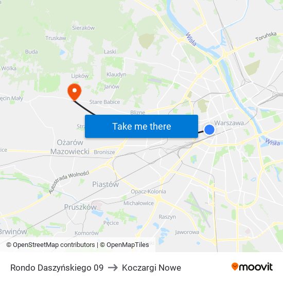 Rondo Daszyńskiego 09 to Koczargi Nowe map