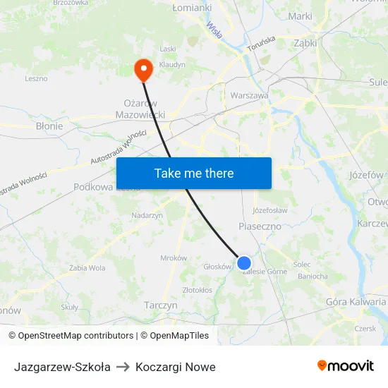 Jazgarzew - Szkoła to Koczargi Nowe map