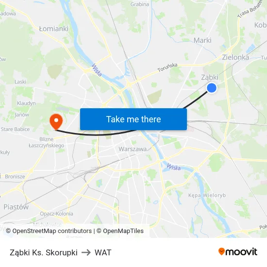 Ząbki Ks. Skorupki to WAT map