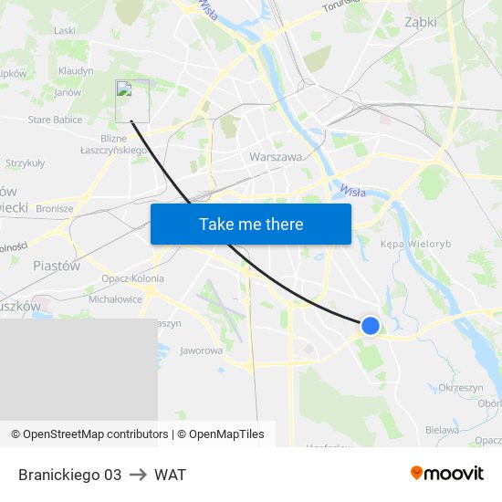 Branickiego 03 to WAT map