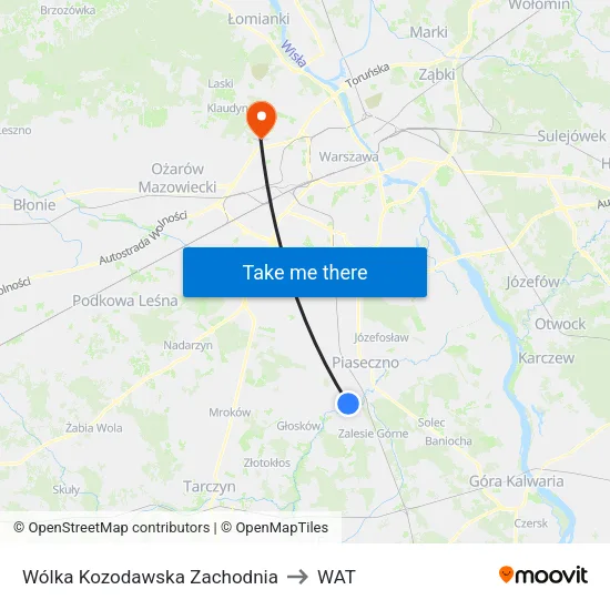 Wólka Kozodawska Zachodnia to WAT map