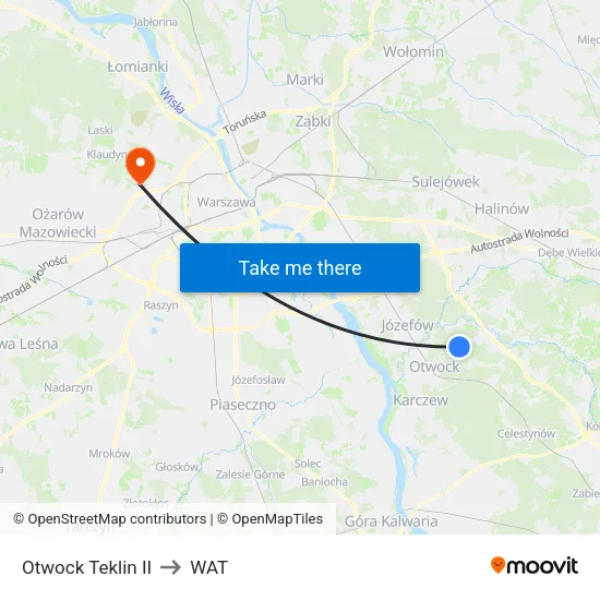 Otwock Teklin II to WAT map