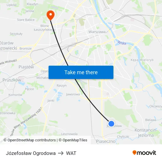 Józefosław Ogrodowa to WAT map