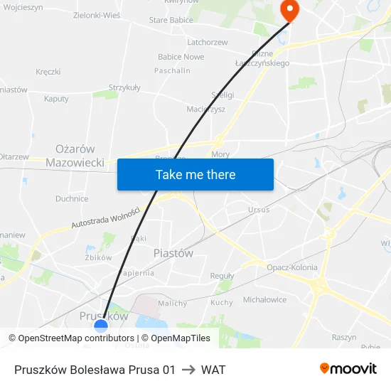 Pruszków Bolesława Prusa 01 to WAT map