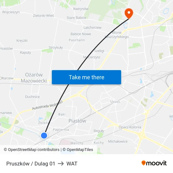 Pruszków / Dulag 01 to WAT map