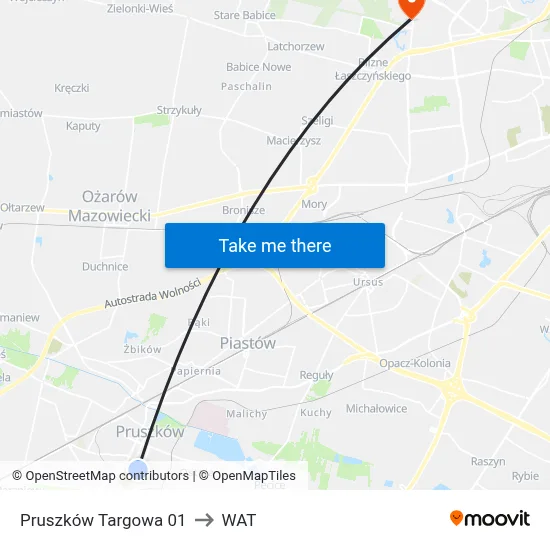 Pruszków Targowa 01 to WAT map