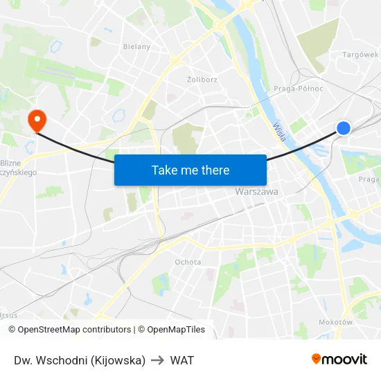 Dw. Wschodni (Kijowska) to WAT map