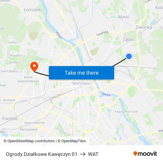 Ogrody Działkowe Kawęczyn to WAT map