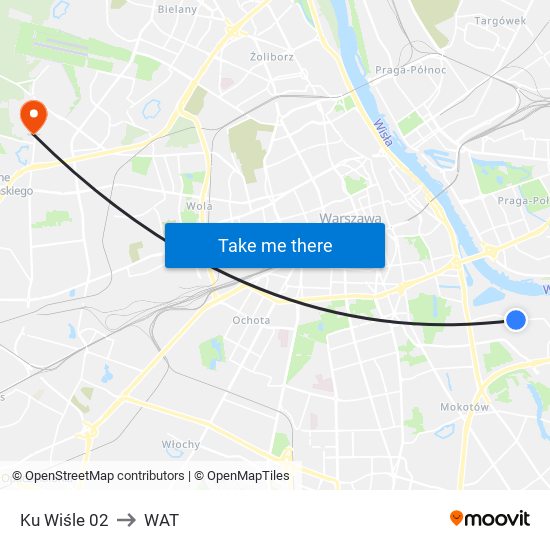 Ku Wiśle 02 to WAT map