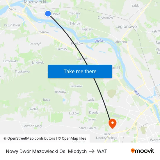 Nowy Dwór Mazowiecki Os. Młodych to WAT map