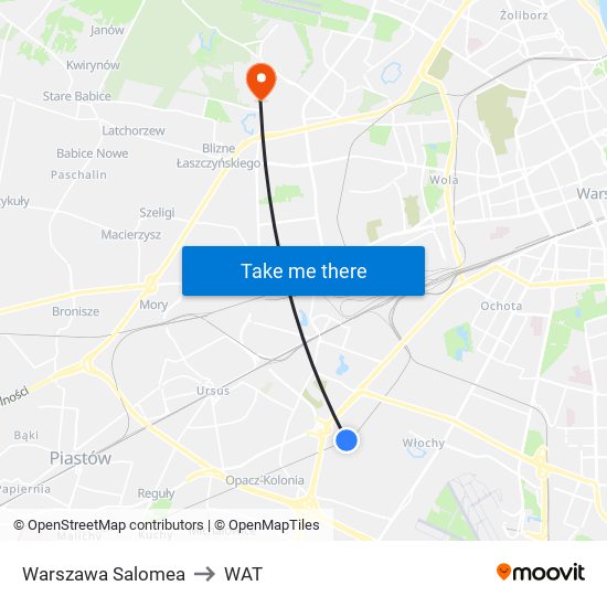 Warszawa Salomea to WAT map