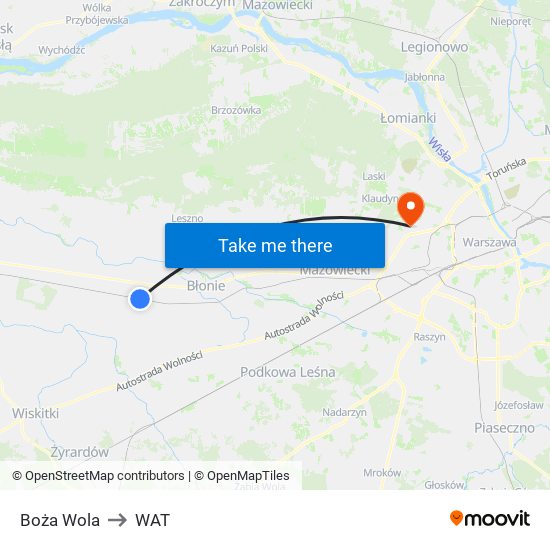 Boża Wola to WAT map