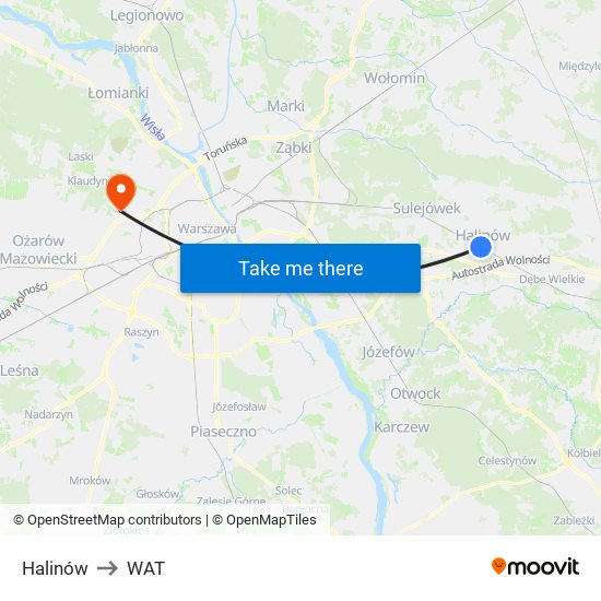 Halinów to WAT map