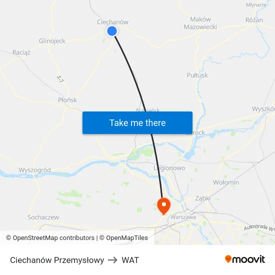 Ciechanów Przemysłowy to WAT map